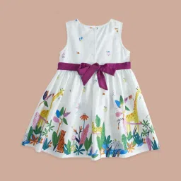 Pantaloons Junior Off-White Cotton Printed Dress image 2