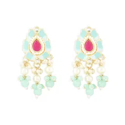 Zaveri Pearls Multicolor Stones & Beads Meenakari Drop Earrings-ZPFK15386 image 2