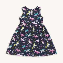 Pantaloons Junior Navy Cotton Printed Dress image 2