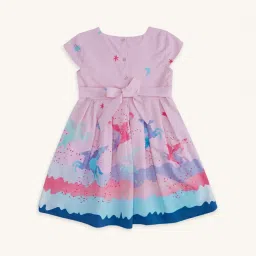 Pantaloons Junior Pink Cotton Printed Dress image 2