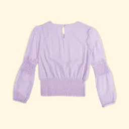Pantaloons Junior Lilac Cotton Self Pattern Full Sleeves Top image 2