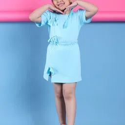 Baawri Girls Round Neck Pure Cotton T-shirt With Skirt-image-71