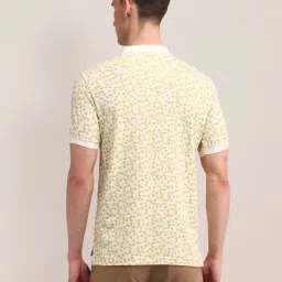 u.s. polo assn. U.S.Polo Assn. Light Yellow Cotton Slim Fit Printed Polo T-Shirt image 2