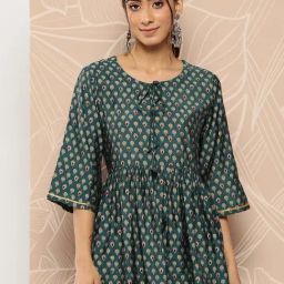 Libas Blue Printed Fit and Flare Short Kurti-picture-39