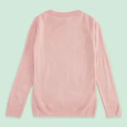 Pantaloons Junior Peach Embellished Full Sleeves Sweater image 2