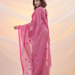 Arhi Pink Blended Woven Design Saree with Unstitched Blouse image 2