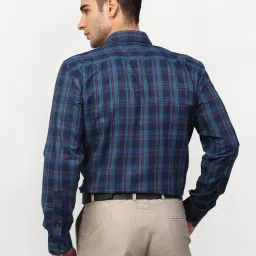 Jainish Blue Cotton Regular Fit Checks Shirt image 2