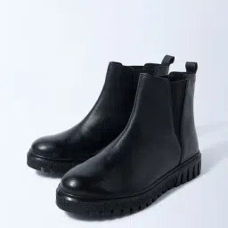 LUNA BLU by Westside Black Chelsea Leather Boots-image-42