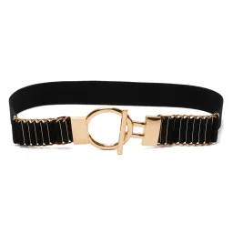 Teakwood Leathers Black Interlock Stretchable Wide Casual Belt For Women image 2