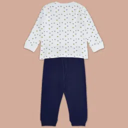 Pantaloons Baby White & Blue Cotton Printed Full Sleeves T-Shirt Set image 2