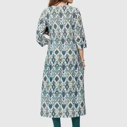 Rajnandini White & Green Printed Straight Kurta image 2
