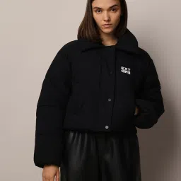 Only Black Graphic Print Puffer Jacket image 2