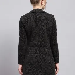 Monte Carlo Black Wool Blend Self Full Sleeve Coat image 2