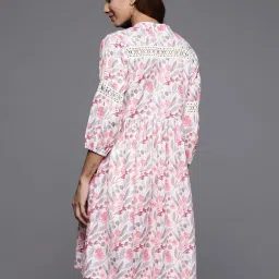 Libas Beige Cotton Floral A Line Dress image 2