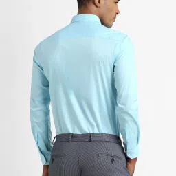 Peter England Perform Sky Blue Slim Fit Self Pattern Shirt image 2