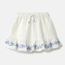 United Colors Of Benetton Girls White Cotton Regular Fit Embroidered Skirt-image-53