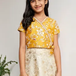 Global Desi Girl Mustard Floral Print Top image 1