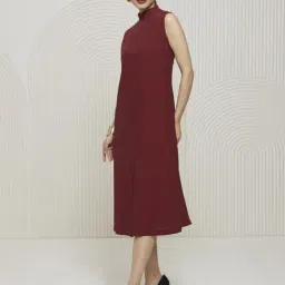 Artagai Tawny Port Elevated Basics Mock Neck Midi Dress image 2