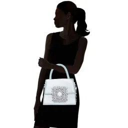 Aldo LAZURDA460 Blue Solid Medium Satchel Handbag image 2