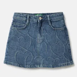 United Colors Of Benetton Girls Blue Cotton Regular Fit Skirt-image-76