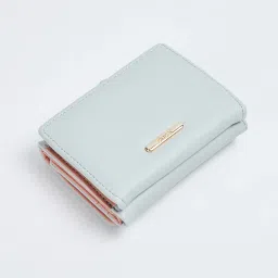 Ginger by Lifestyle Grey Embroidered Tri-Fold Wallet for Women image 2