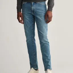 GANT Blue Slim Fit Lightly Washed Jeans image 1