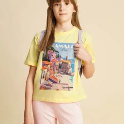 VERO MODA GIRL Yellow Iris Graphic Relaxed Fit T-Shirt-picture-44