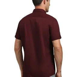 Louis Philippe Maroon Cotton Slim Fit Shirt image 2