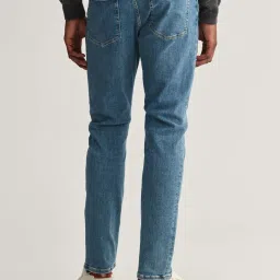 GANT Blue Slim Fit Lightly Washed Jeans image 2