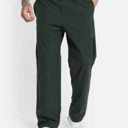 Octave Green Cotton Regular Fit Trackpants-picture-1