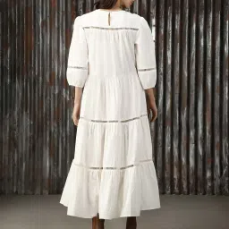 High Star White Cotton Relaxed Fit Midi Dress image 2