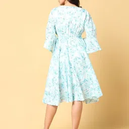 showoffff SHOWOFF Blue Floral Print Fit & Flare Dress image 2