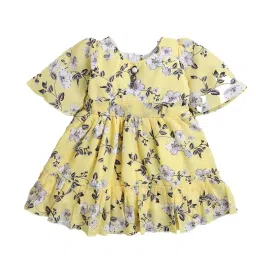 The Magic Wand Kids Yellow Floral Print Dress image 1