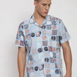 showoffff Showoff Blue Relaxed Fit Abstract Print Shirt image 2