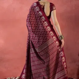 Saree Mall Maroon Printed Sarees With Unstitched Blouse image 2