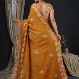 Saree Mall Yellow Embellished Sarees With Unstitched Blouse image 2