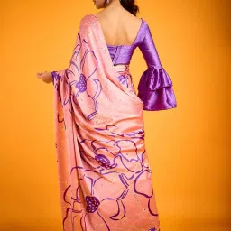 Saree Mall Purple Printed Sarees With Unstitched Blouse image 2
