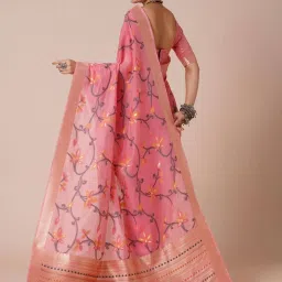 Saree Mall Pink Woven Sarees With Unstitched Blouse image 2