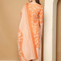 Rajnandini Orange Printed Kurta With Salwar & Dupatta image 2