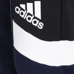 Adidas Blue & Black Regular Fit Colour Block Trackpants image 5