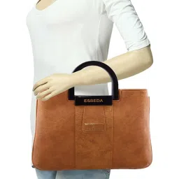Esbeda Camel Brown Textured Handbag image 5