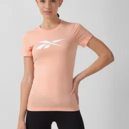 Reebok Peach Logo Print Sports T-Shirt-image-39