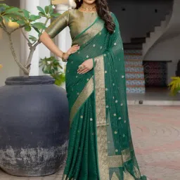 Saree Mall Green Georgette Self Saree with Blouse Piece-image-85