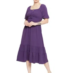 MADAME Purple Slim Fit Midi Dress-image-37