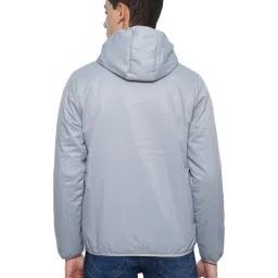 Van Heusen Sport Grey Regular Fit Self Pattern Hooded Jacket image 2