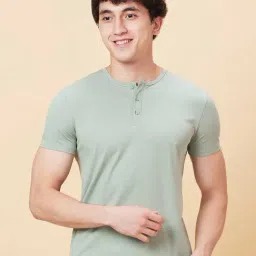 Being Human Green Regular Fit Henley T-Shirt-image-14
