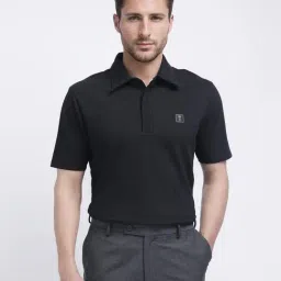Rare Rabbit Black Regular Fit Solid Polo T-Shirt-image-90