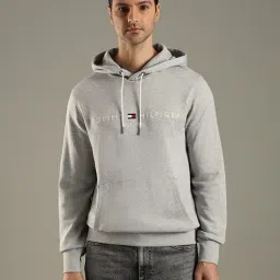 Tommy Hilfiger Grey Cotton Regular Fit Logo Printed Hoodie-picture-41