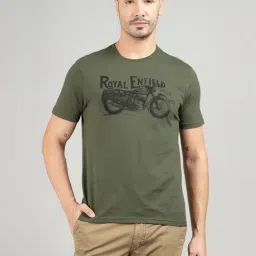 Royal Enfield Green Cotton Blend Regular fit Printed T-Shirt-picture-25