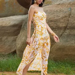 Pinacolada Yellow Regular Fit Printed Dress image 3